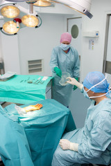 Medical operation in modern hospital