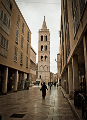 Stone paved dalmatian street in Zadar