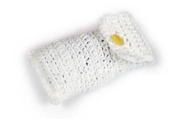 Case for mobile phone made of wool yarn