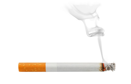 Smoking and burning cigarette