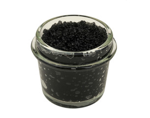 Fototapeta na wymiar Protein caviar in a glass jar