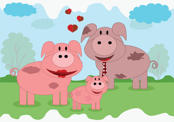 Pigs family