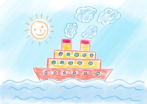 Drawing of red ship