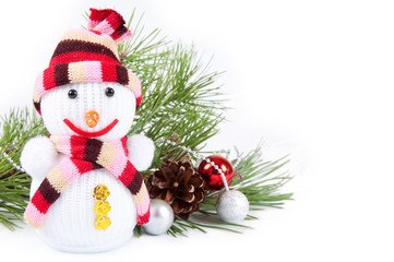 Christmas background with snowman