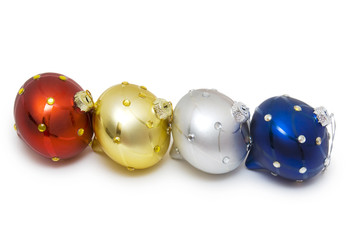 Christmas balls on white background