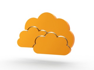 3d Icon Wolken orange