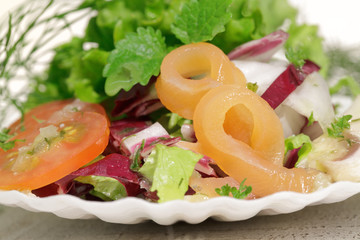 Bunter Salat mit Lachsstreifen