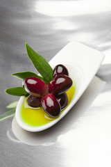 red olives on a platter