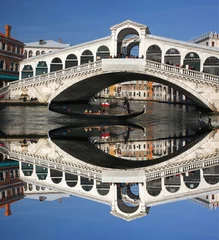Wall murals Rialto Bridge Venice, Ponte Rialto bridge with gondola