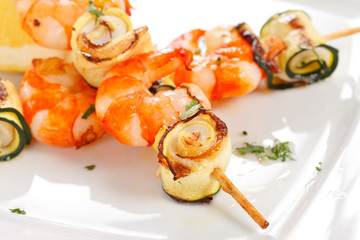 Prawn Skewers with vegetables