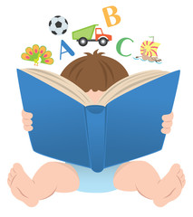 Naklejka premium child with a book