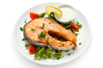 Grilled salmon and vegetables