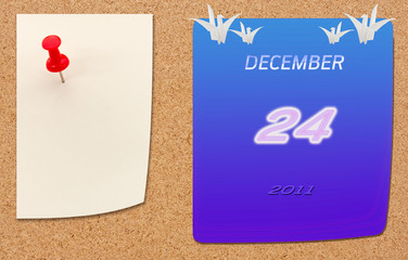 December  calender of 2012 year on fiberboard