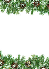 Fototapeta na wymiar Christmas framework with snow isolated on white background