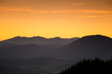 sunset in the mountains