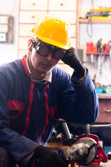 Industrial worker and his tools