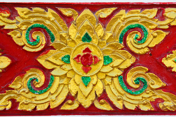 Native Thai style wood carving on Church in Thai temple, General