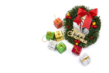 christmas wreath with gift boxs for decoration