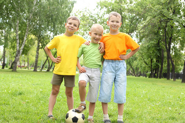 Boys in the park with a ball