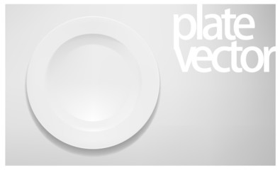 White plate isolated on white (vector).