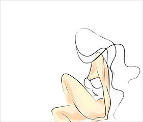 VECTOR Background with the beautiful young   woman