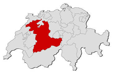 Map of Swizerland, Bern highlighted