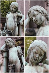 Statues de cimetières à Paris, 4 photos pour carte postale	