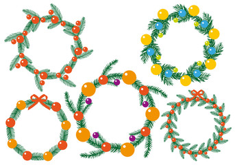 set of christmas wreath, vector