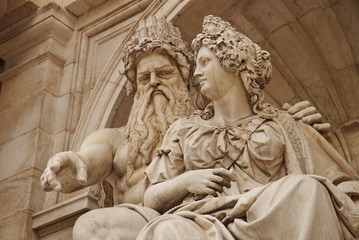 Naklejka premium Albrecht or Danubius fountain, Albertina, Wien