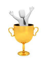 Businessman and gold cup