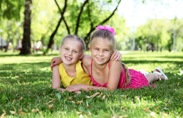Fototapeta premium Little friends in the summer park