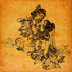 An old Radha Krishna paintings