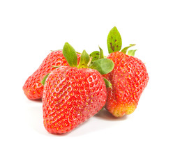 three fresh red strawberries