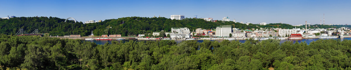 Panorama of the right bank of the Dnieper river in Kiev