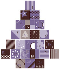 Advent Calendar Tree Purple/Brown/White