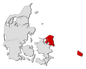 Map of Danmark, Capital Region highlighted