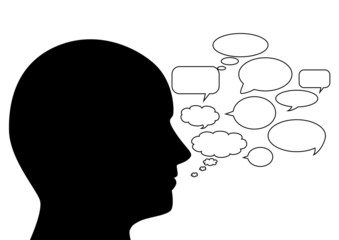 Kopf mit Sprechblasen