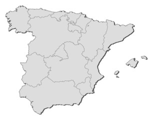 Naklejka na ściany i meble Mapa Hiszpanii