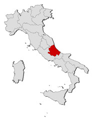 Map of Italy, Abruzzo highlighted