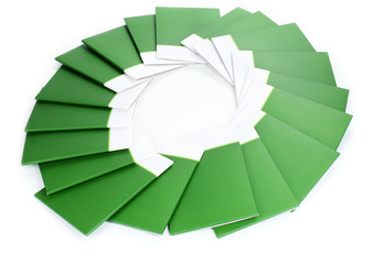 Many green folders isolated on white