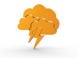 3d Icon Gewitter orange