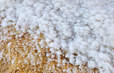 Dead Sea salt on a surface of rock, natural background