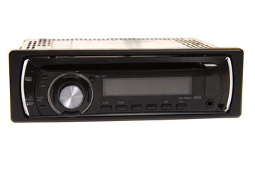 Fototapeta premium Car radio on white background