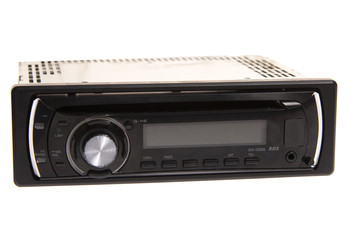 Car radio on white background