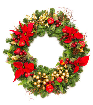 Weihnachtskranz mit Weihnachtssternen