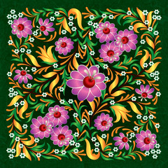 Fototapeta premium abstract floral ornament on grunge background