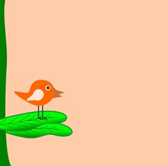 Cartoon - Vogel auf Blatt