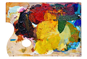 artist's palette with blobs of color