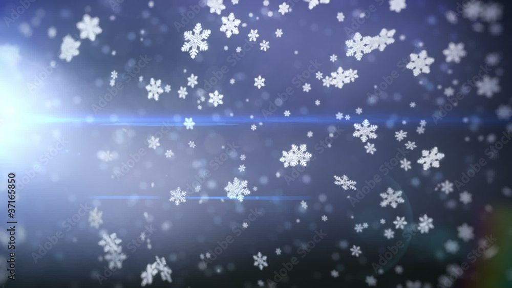 Poster falling snowflakes. loop