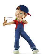 boy hunting with a slingshotside